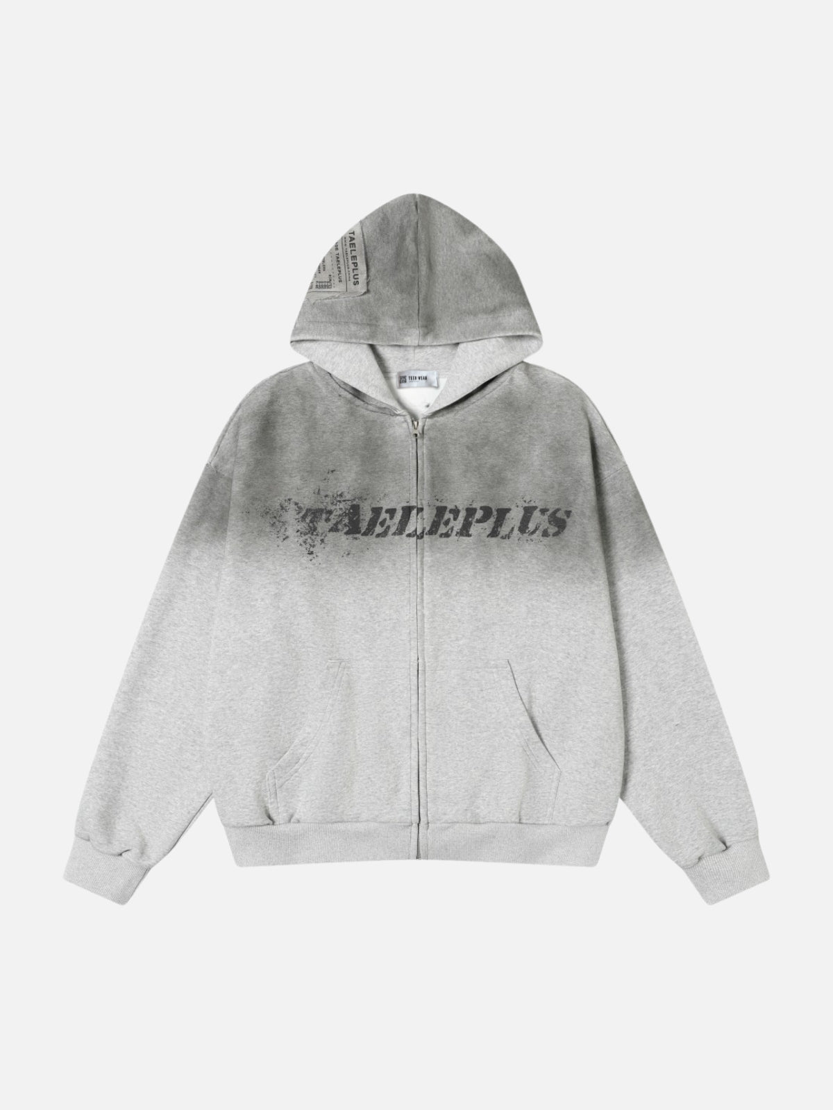 GREDIENTA - Oversized Graphic Zip Up Hoodie Grey | TEENWEAR.EU