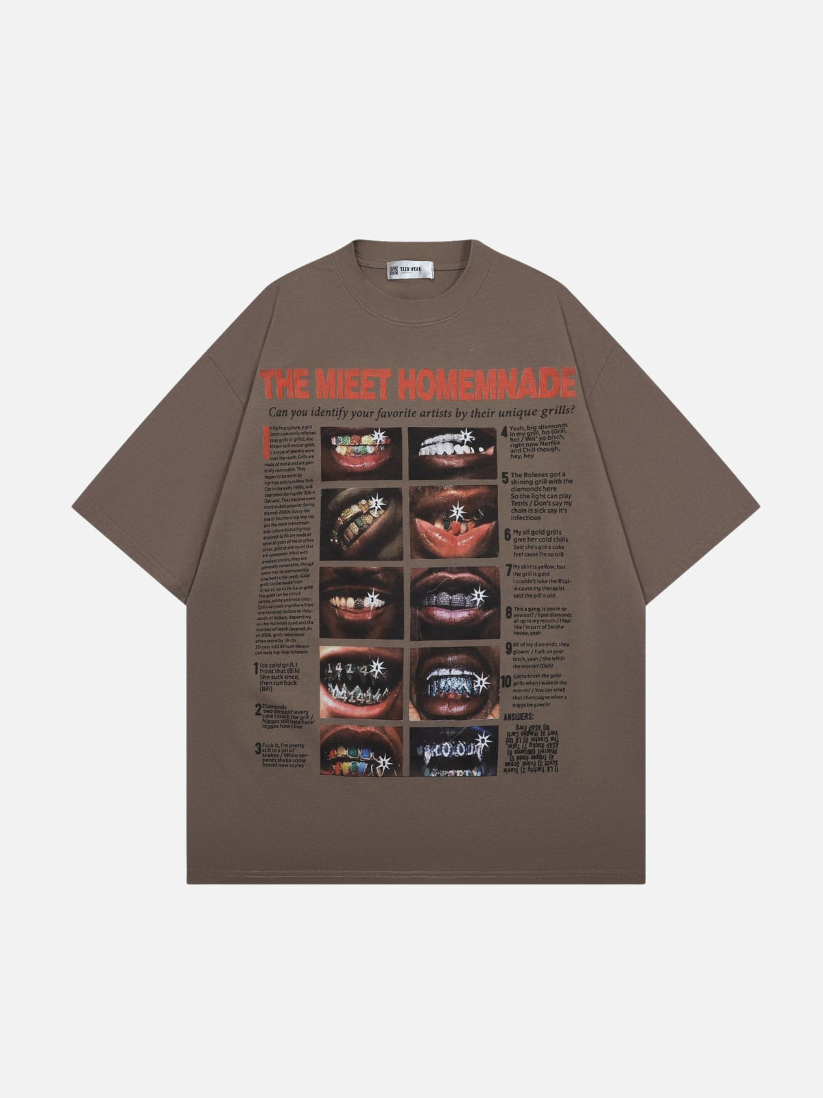 GRILLZ - Oversized Print T-Shirt Brown | TEENWEAR.EU