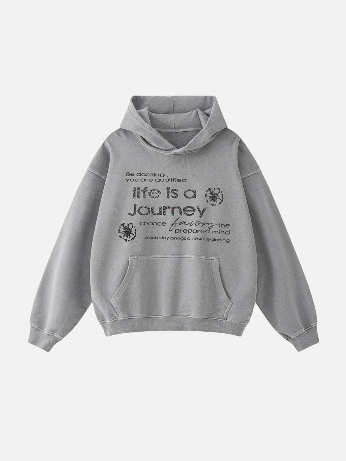 LIFE JOURNEY - Oversized Print Hoodie Grey | TEENWEAR.EU