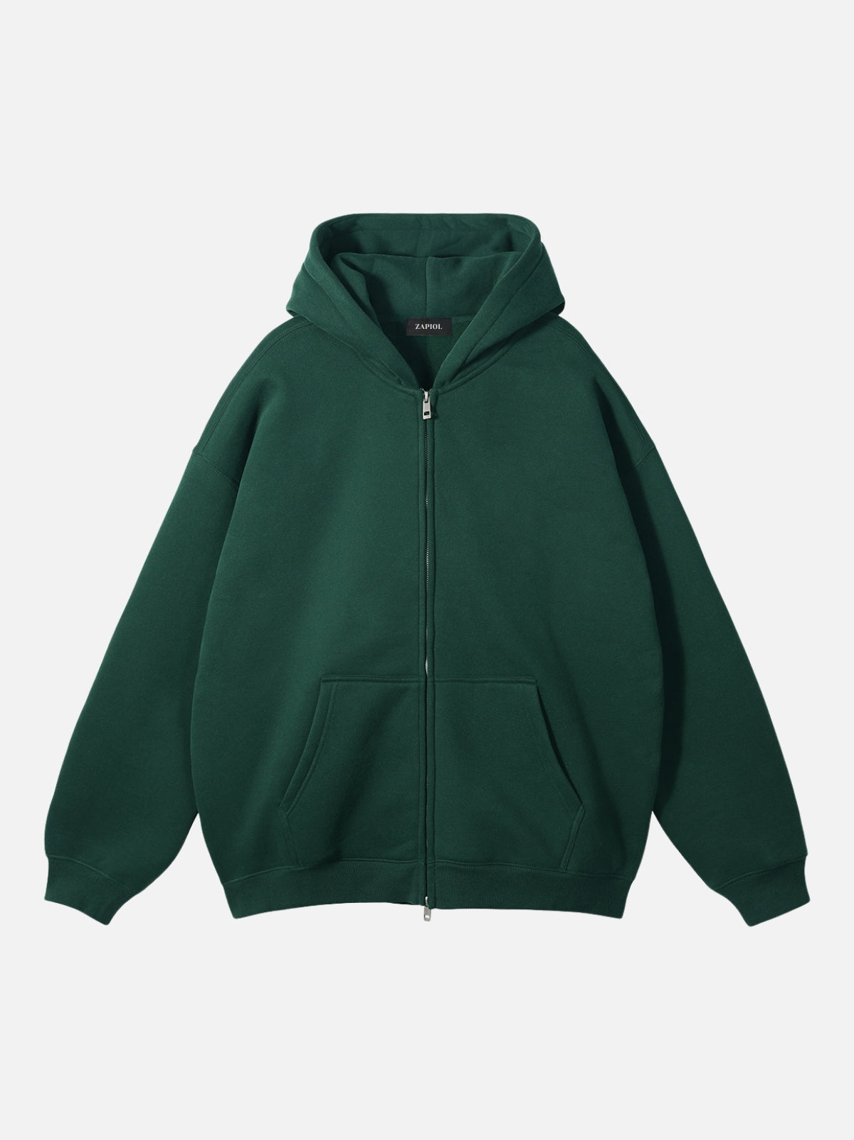 PUNISH - Cropped Basic Zip Up Hoodie Dark Green | TEENWEAR.EU