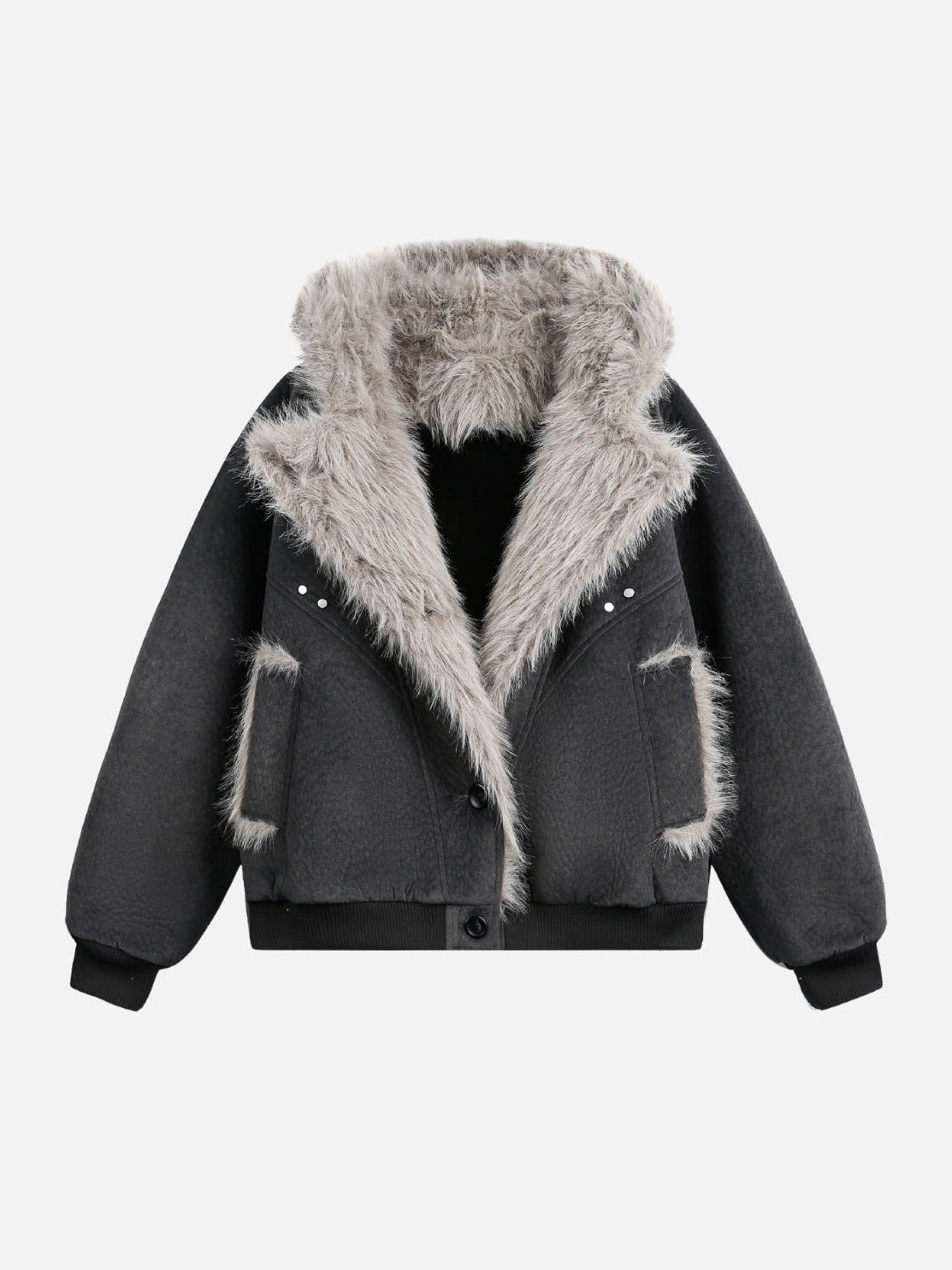 PLUSHY – Oversized Basic Jacket Dark Grey | Teenwear.eu