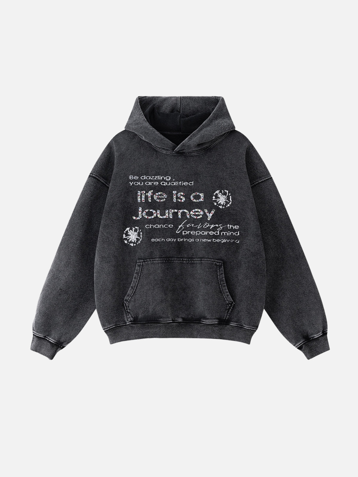 LIFE JOURNEY - Oversized Print Hoodie Black | TEENWEAR.EU