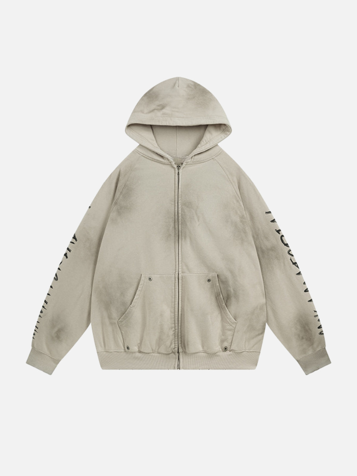 MATERIAL - Oversized Graphic Zip Up Hoodie Beige | TEENWEAR.EU