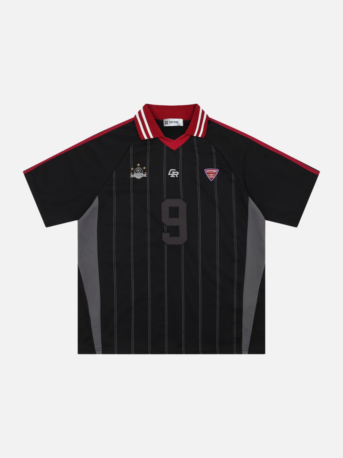 GATHER - Oversized Graphic Jersey Polo Black | TEENWEAR.EU