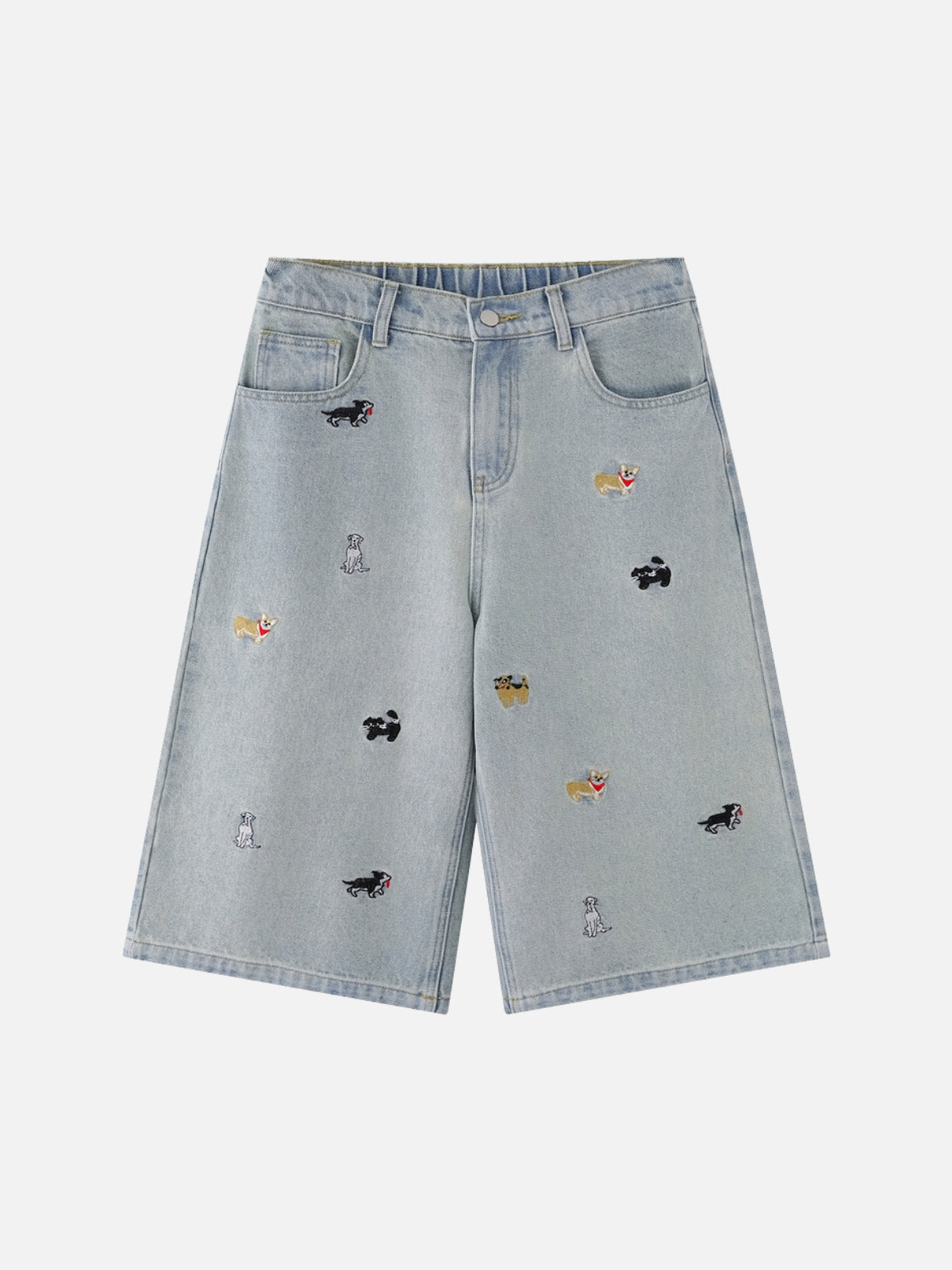 DOGGIES - Baggy Denim Embroidered Jorts Blue | TEENWEAR.EU