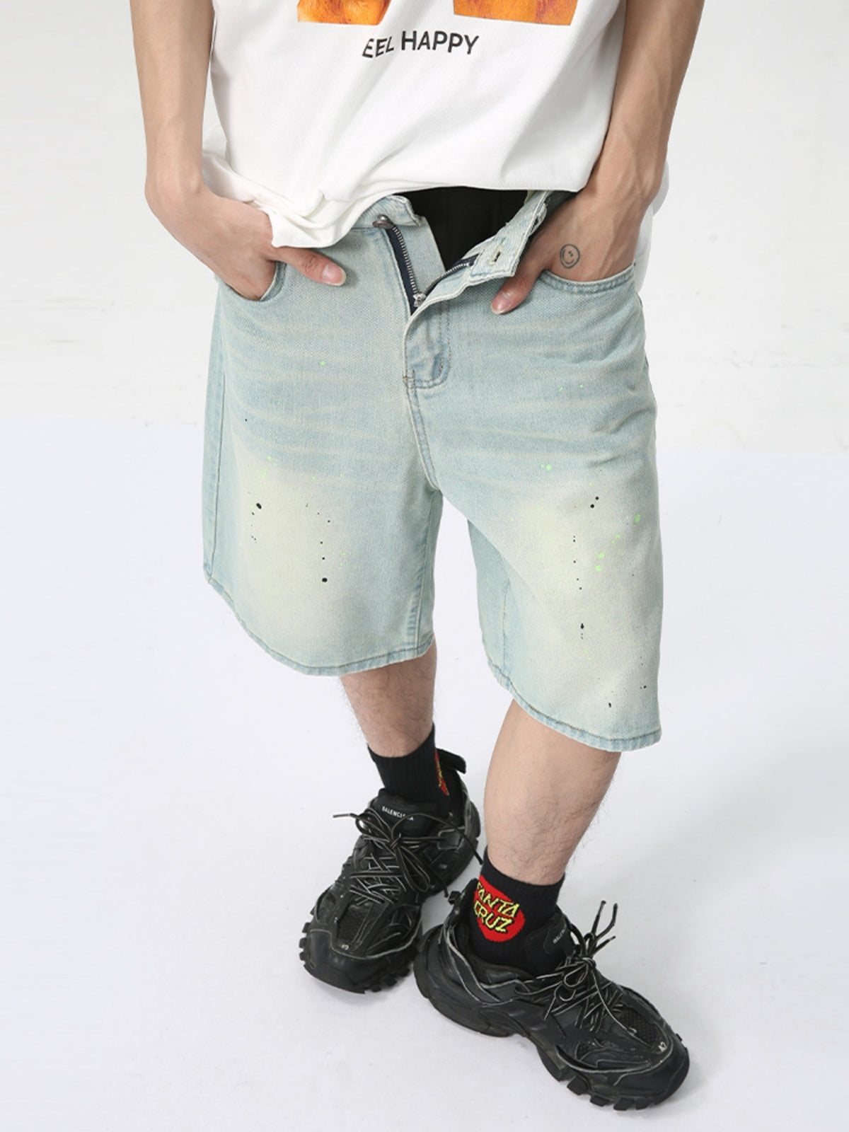 SPLASHED - Regular Denim Graphic Shorts | TEENWEAR.EU
