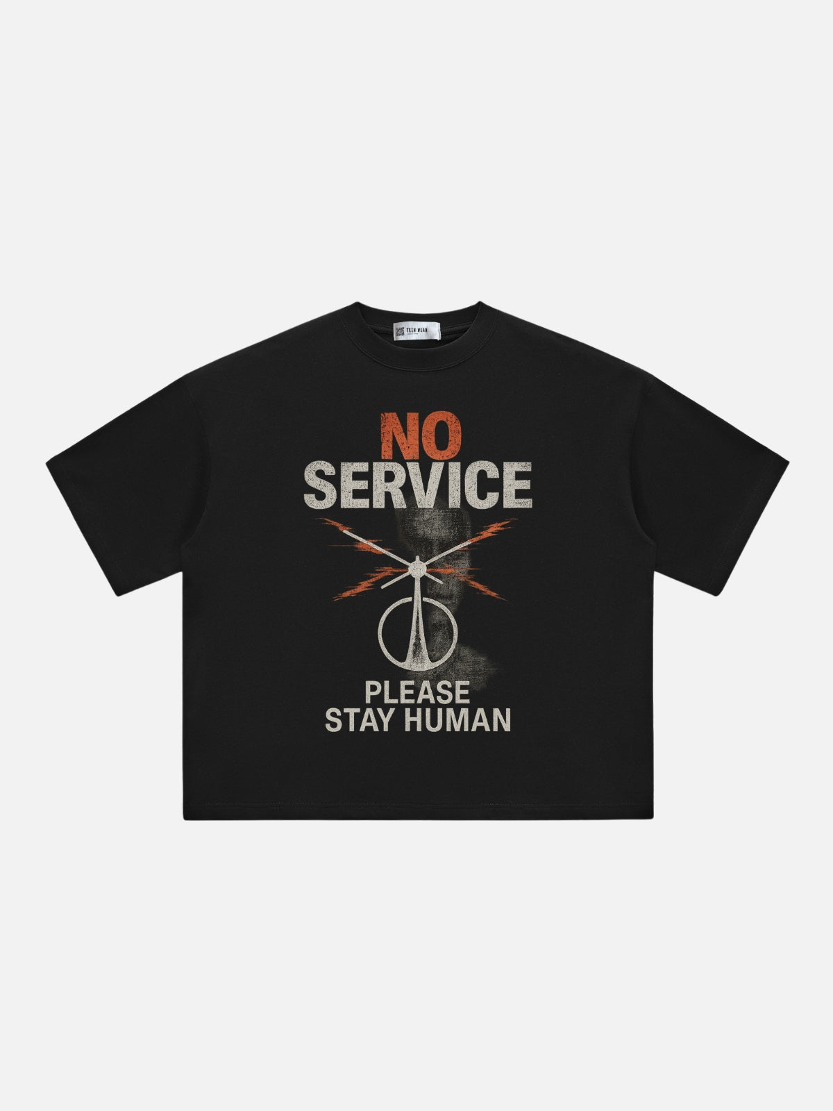 NO SERVICE - Boxy Fit Print T-shirt Black | TEENWEAR.EU