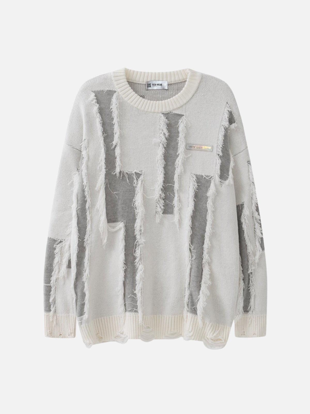 REAPER - Oversized Embroidered Sweater White | TEENWEAR.EU