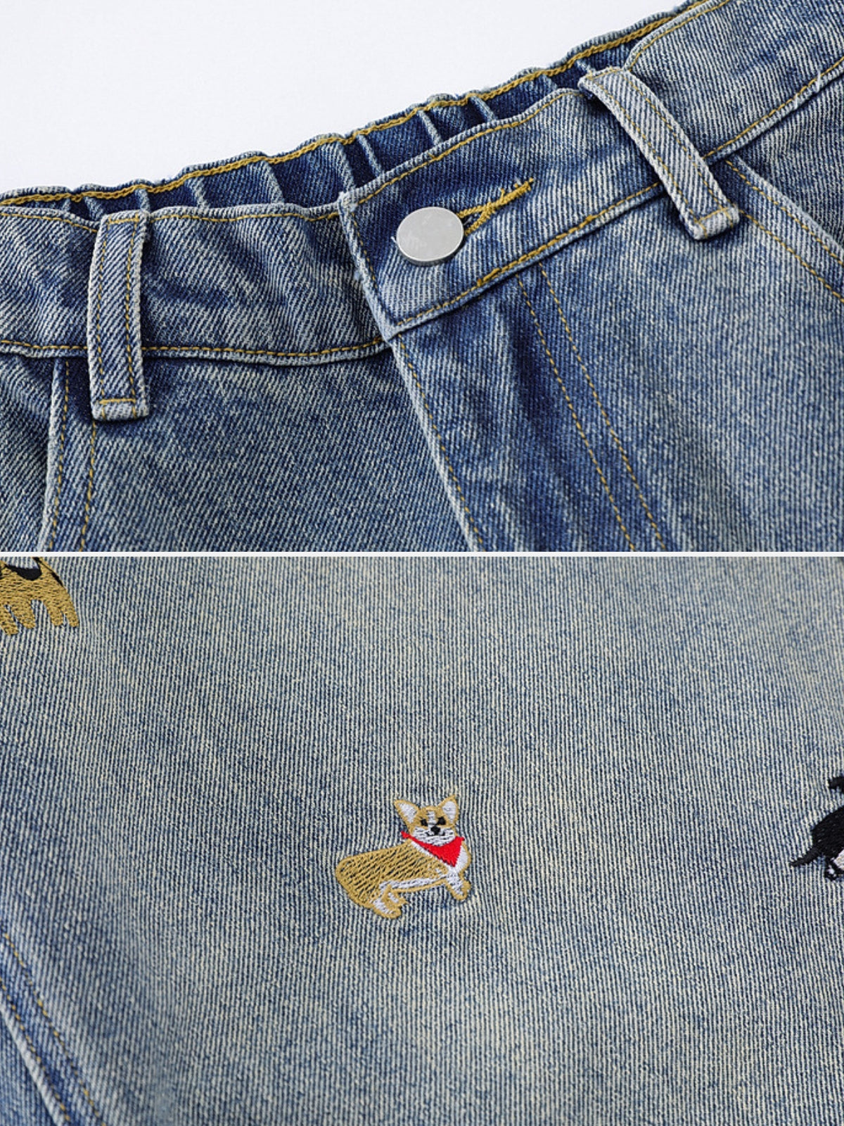 DOGGIES - Baggy Denim Embroidered Jorts | Teenwear.eu