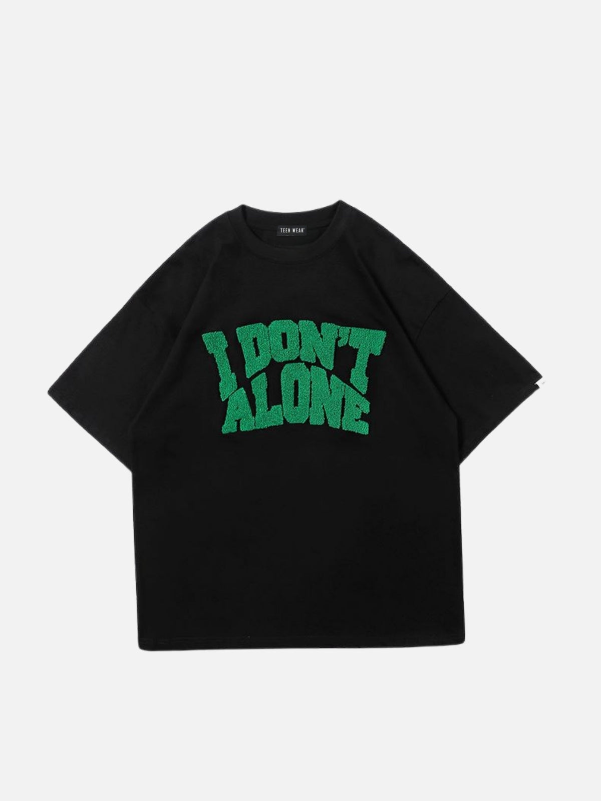 DON ALONE - Oversized Embroidered T-Shirt Black | TEENWEAR.EU