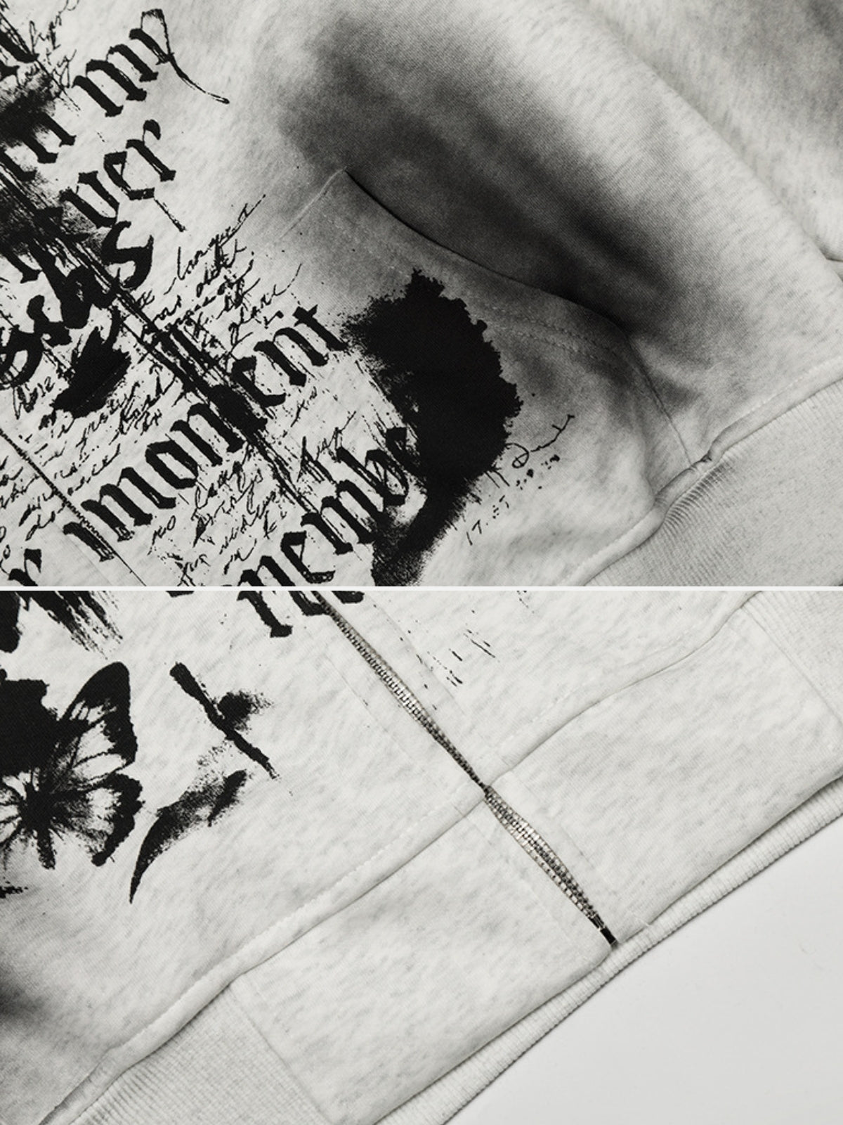 FLUFFY - Oversized Print Zip Up Hoodie