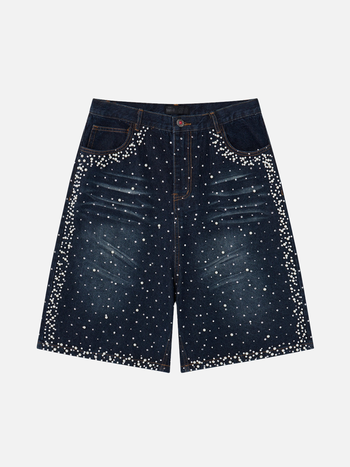 DIAMONDO - Baggy Rhinestone Denim Shorts Blue | Teenwear.eu