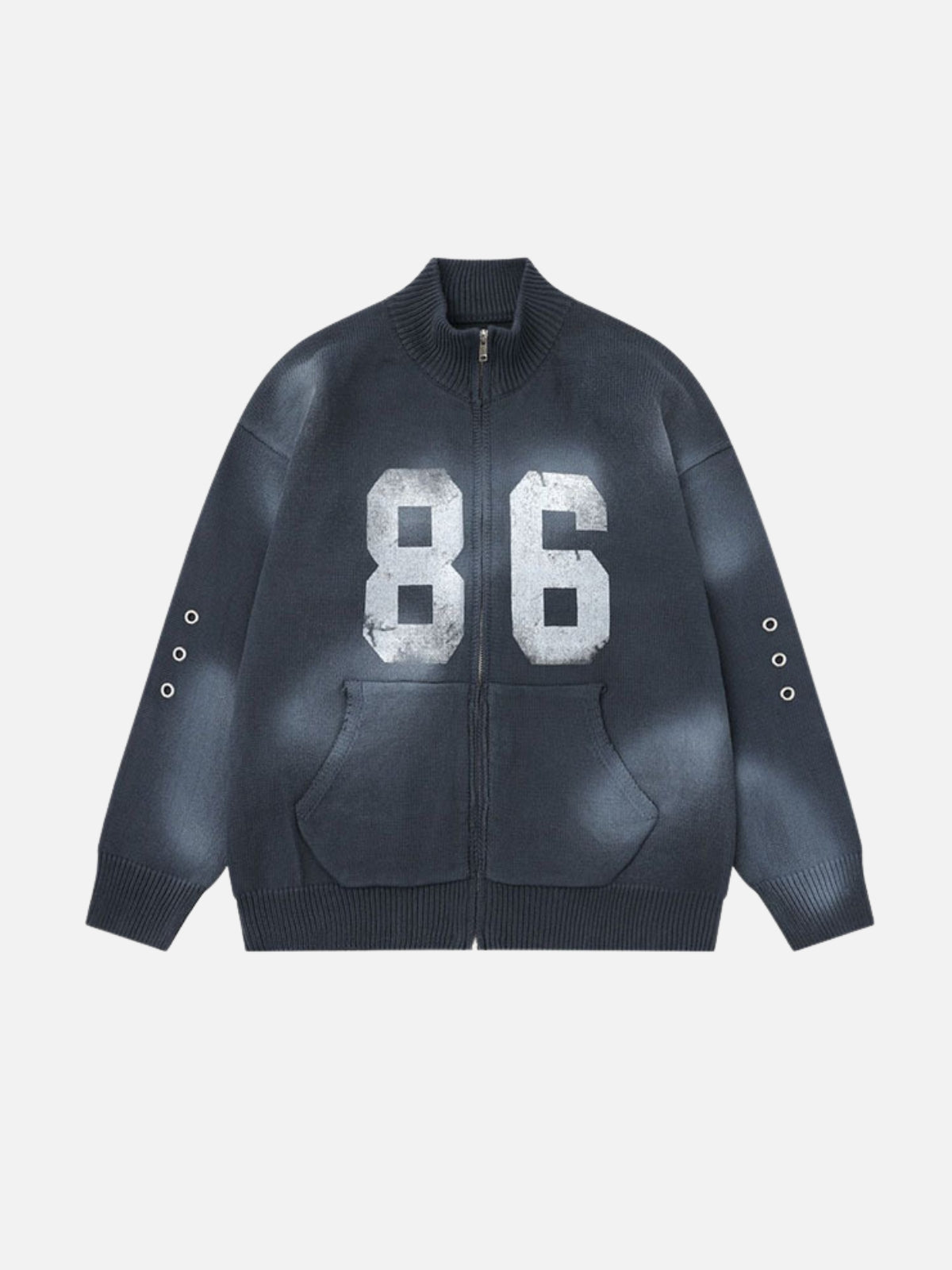 VARSIX – Oversized Print Zip Up Hoodie Sweater