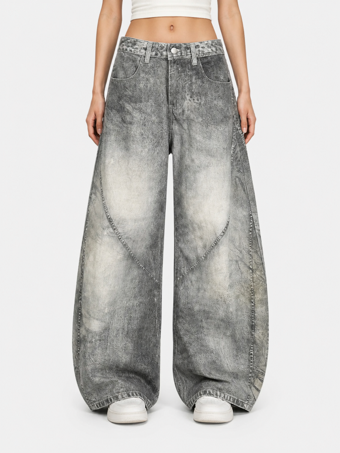 GREYO - Baggy Basic Embroidered Jeans