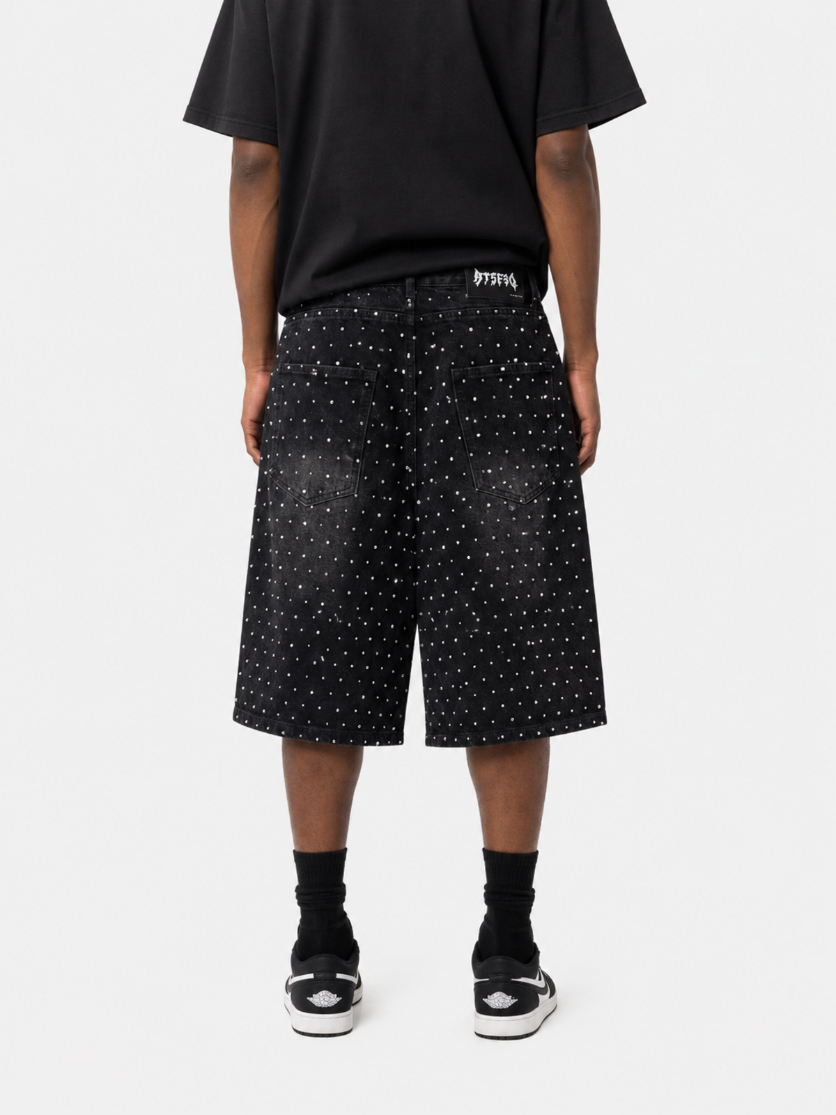 DIAMONDO - Baggy Rhinestone Denim Shorts | Teenwear.eu