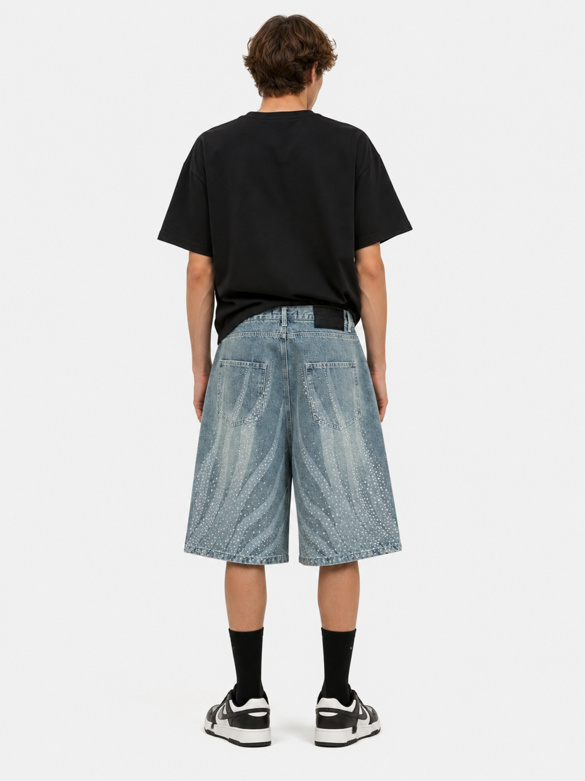 FLAMY - Baggy Rhinestone Denim Shorts | Teenwear.eu