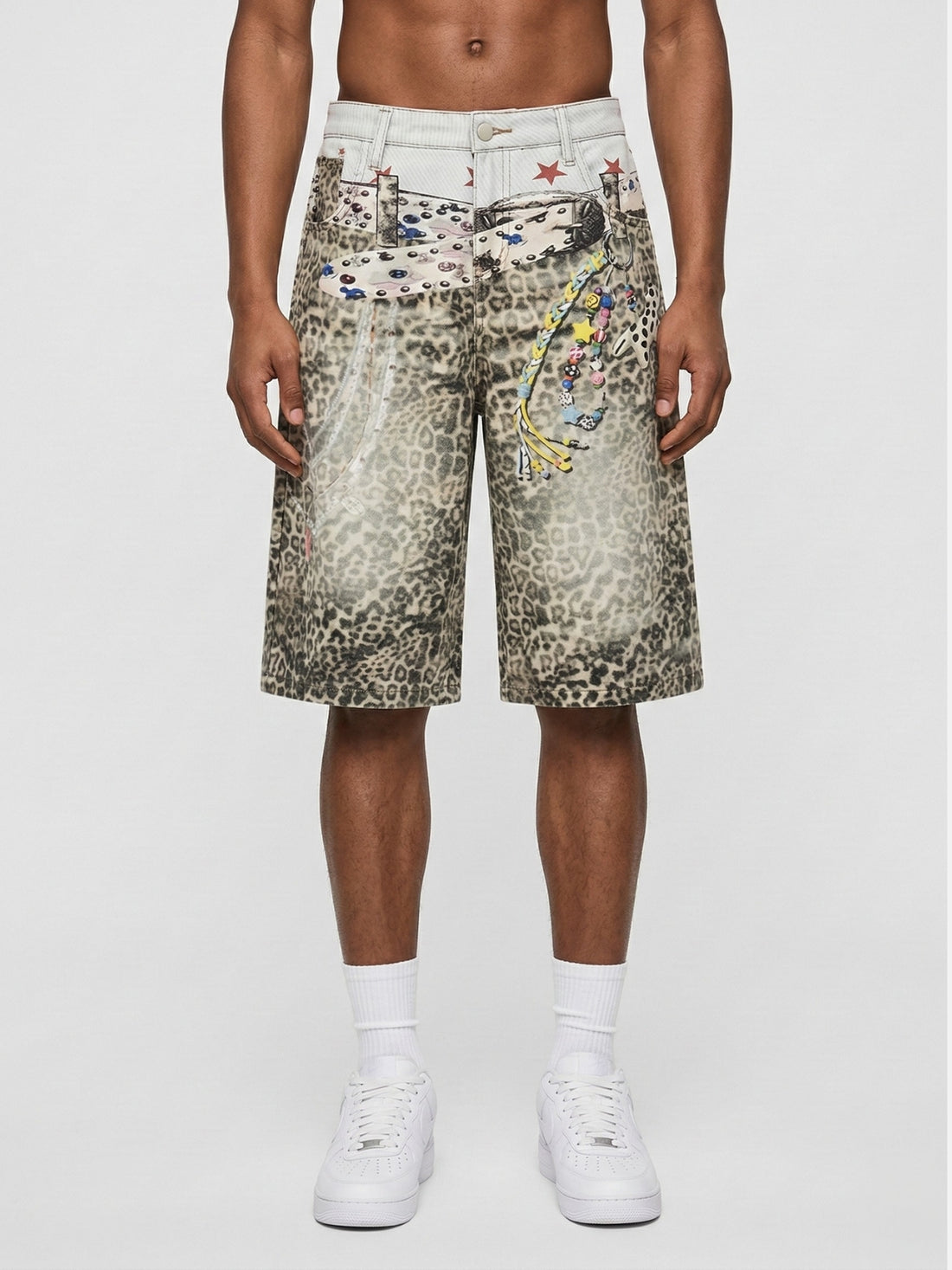 LEOPARDOS - Baggy Denim Graphic Jorts | Teenwear.eu